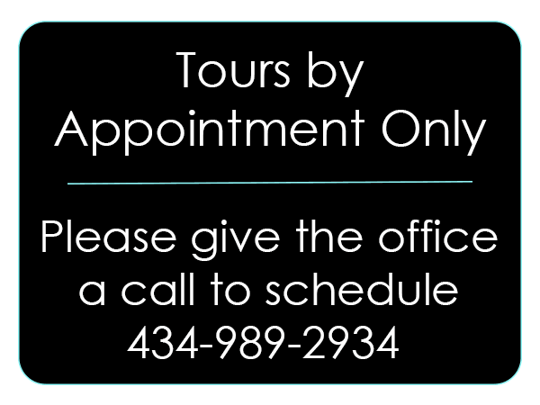 Tours by appointment only popup. please give the office a call to schedule
